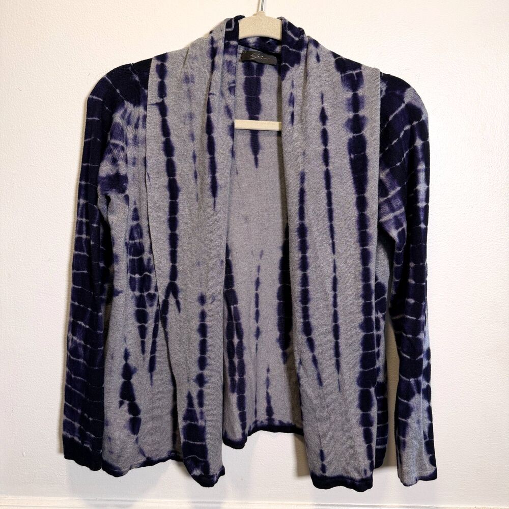 G by Giuliana M Tie Dye Open Front Cardigan Blue Gray Boho Festival Lightweight